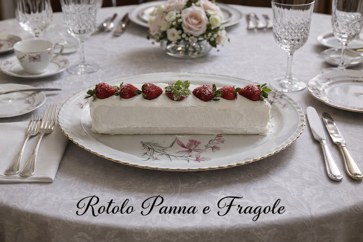 rotolo panna e fragole