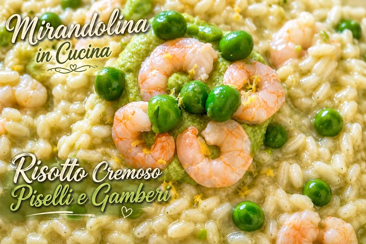 risotto cremoso piselli e gamberi al profumo di limone